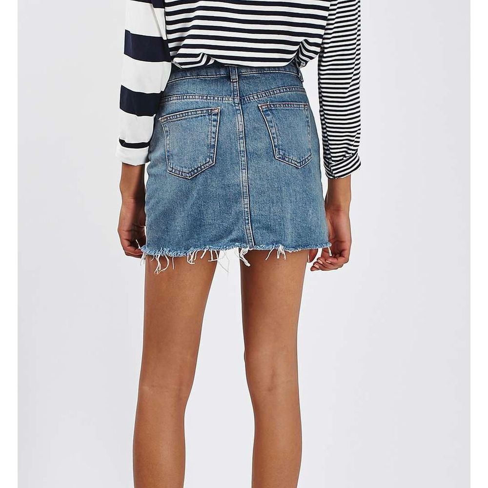 Topshop Moto Denim Frayed Mini Skirt Size 6